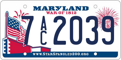 MD license plate 7AC2039