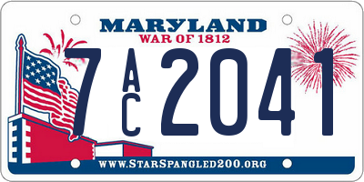 MD license plate 7AC2041