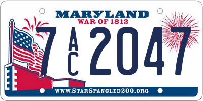 MD license plate 7AC2047