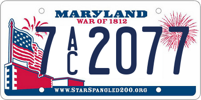 MD license plate 7AC2077