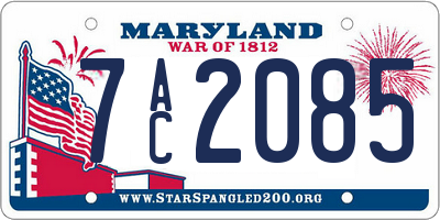 MD license plate 7AC2085