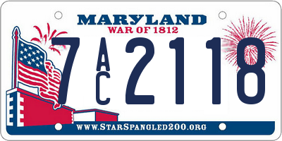 MD license plate 7AC2118