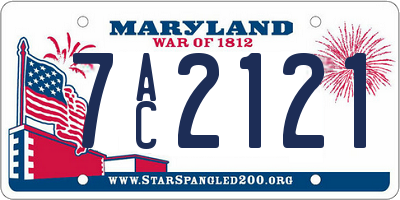 MD license plate 7AC2121