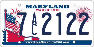MD license plate 7AC2122