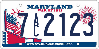 MD license plate 7AC2123