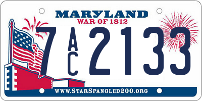 MD license plate 7AC2133