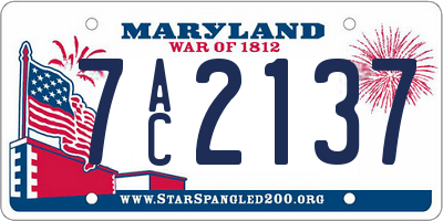 MD license plate 7AC2137