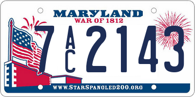 MD license plate 7AC2143