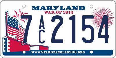 MD license plate 7AC2154