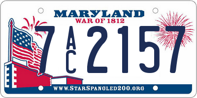 MD license plate 7AC2157