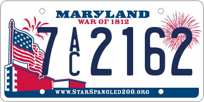 MD license plate 7AC2162