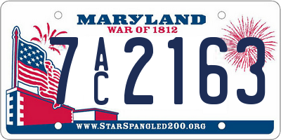 MD license plate 7AC2163