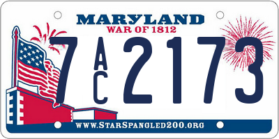 MD license plate 7AC2173