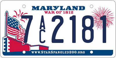 MD license plate 7AC2181
