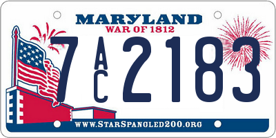 MD license plate 7AC2183