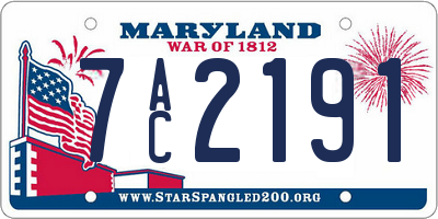 MD license plate 7AC2191