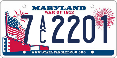 MD license plate 7AC2201