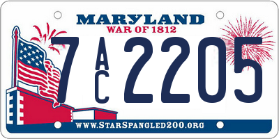 MD license plate 7AC2205