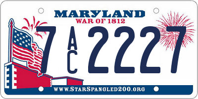MD license plate 7AC2227
