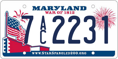 MD license plate 7AC2231