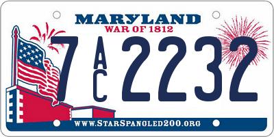 MD license plate 7AC2232