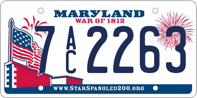 MD license plate 7AC2263