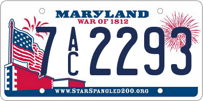 MD license plate 7AC2293