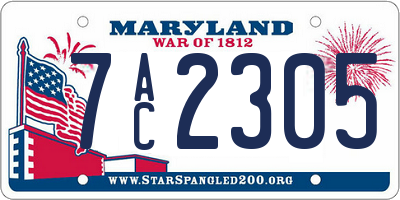 MD license plate 7AC2305