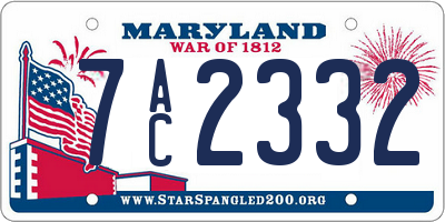 MD license plate 7AC2332