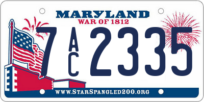 MD license plate 7AC2335