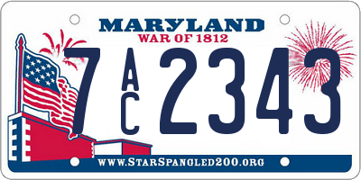 MD license plate 7AC2343