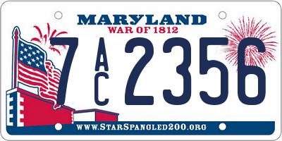 MD license plate 7AC2356