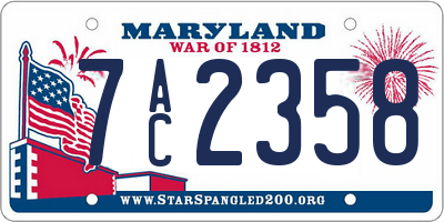 MD license plate 7AC2358