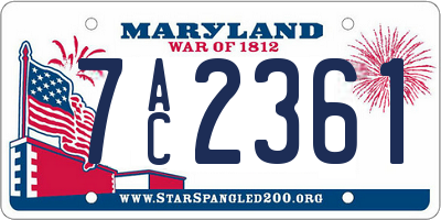 MD license plate 7AC2361