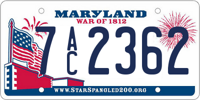 MD license plate 7AC2362