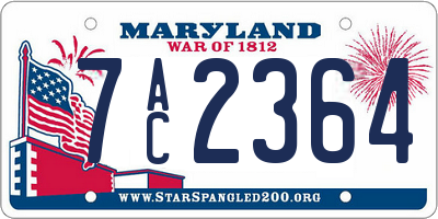 MD license plate 7AC2364