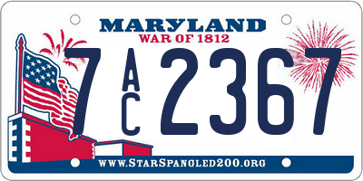 MD license plate 7AC2367