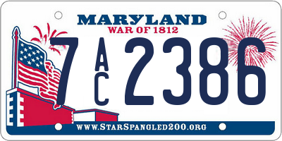 MD license plate 7AC2386
