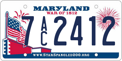 MD license plate 7AC2412