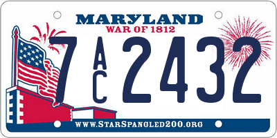 MD license plate 7AC2432
