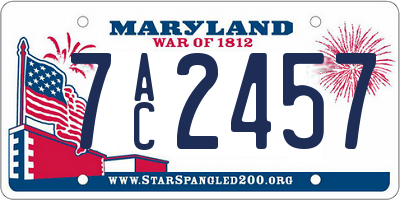 MD license plate 7AC2457