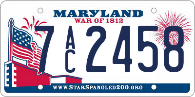 MD license plate 7AC2458