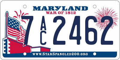 MD license plate 7AC2462