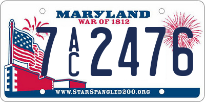 MD license plate 7AC2476