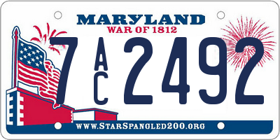 MD license plate 7AC2492