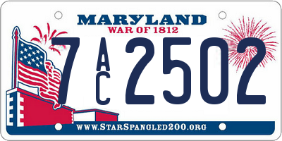 MD license plate 7AC2502