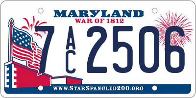 MD license plate 7AC2506