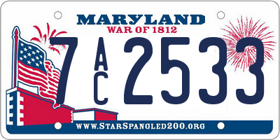 MD license plate 7AC2533