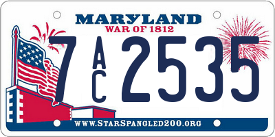 MD license plate 7AC2535