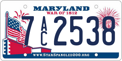 MD license plate 7AC2538